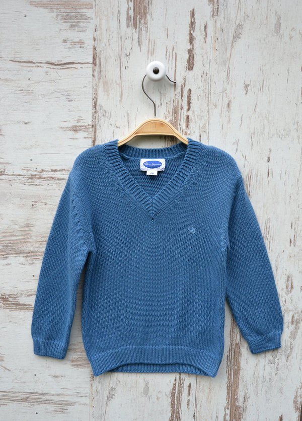V-Ausschnitt Pullover - blau