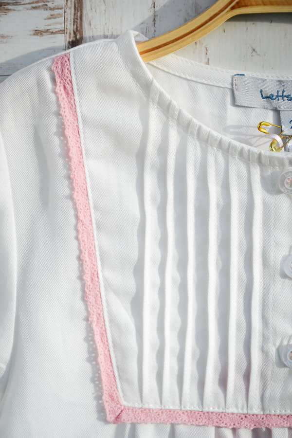 Traumhaftes Nachthemd mit Rosa Spitze - reine Pima Baumwolle